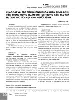 Khảo sát vai trò điều dưỡng khoa Khám bệnh, Bệnh viện Trung ương Quân đội 108 trong kiến tạo giá trị cảm xúc tích cực cho người bệnh