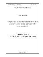 Địa vị pháp lý hành chính của ban quản lý các khu công nghiệp   từ thực tiễn tỉnh hải dương 