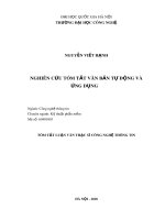 Tóm tắt luận văn Thạc sĩ chuyên ngành Kỹ thuật phần mềm: Nghiên cứu tóm tắt văn bản tự động và ứng dụng