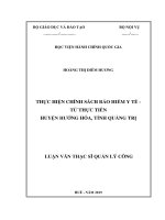 THỰC HIỆN CHÍNH SÁCH bảo HIỂM y tế   từ THỰC TIỄN HUYỆN HƯỚNG hóa, TỈNH QUẢNG TRỊ 