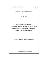 QUẢN lý NHÀ nước về DI TÍCH văn hóa cấp QUỐC GIA TRÊN địa bàn THÀNH PHỐ HUẾ, TỈNH THỪA THIÊN huế 