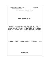 Năng lực áp dụng pháp luật của thẩm phán trong xét xử vụ án hình sự từ thực tiễn tòa án nhân dân thành phố hải phòng 