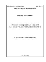 Năng lực chủ tịch ủy ban nhân dân các huyện, thành phố tại tỉnh tây ninh 