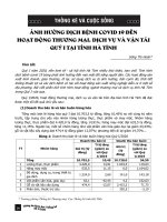 Ảnh hưởng dịch bệnh Covid 19 đến hoạt động thương mại, dịch vụ và vận tải quý 1 tại tỉnh Hà Tĩnh