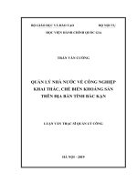 quản lý nhà nước về công nghiệp khai thác, chế biến khoáng sản trên địa bàn tỉnh bắc kạn 