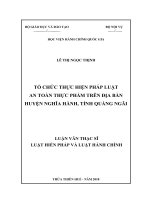 TỔ CHỨC THỰC HIỆN PHÁP LUẬT về vệ SINH AN TOÀN THỰC PHẨM TRÊN địa bàn HUYỆN NGHĨA HÀNH, TỈNH QUẢNG NGÃI 