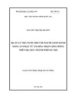 Quản lý nhà nước đối với người chấp hành xong án phạt tù tái hòa nhập cộng đồng trên địa bàn thành phố hà nội 