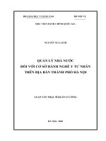 Quản lý nhà nước đối với cơ sở hành nghề y tư nhân trên địa bàn thành phố hà nội 