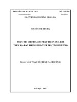 Thực thi chính sách phát triển du lịch trên địa bàn thành phố việt trì, tỉnh phú thọ 