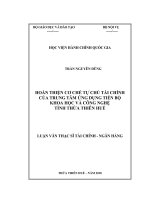 HOÀN THIỆN cơ CHẾ tự CHỦ tài CHÍNH của TRUNG tâm ỨNG DỤNG TIẾN bộ KHOA học và CÔNG NGHỆ TỈNH THỪA THIÊN HUẾ  TRẦN NGUYÊN DŨNG    NGƯỜI HƯỚNG dẫn KHOA học PGS  TS TRẦN văn GIAO    HUẾ, 2018  