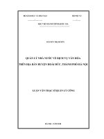 Quản lý nhà nước về dịch vụ văn hóa trên địa bàn huyện hoài đức, thành phố hà nội 