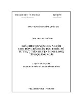 GIÁO dục QUYỀN CON NGƯỜI CHO ĐỒNG bào dân tộc THIỂU số từ THỰC TIỄN HUYỆN MINH LONG, TỈNH QUẢNG NGÃI 