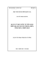 QUẢN lý NHÀ nước về tôn GIÁO TRÊN địa bàn HUYỆN PHONG điền, TỈNH THỪA THIÊN   HUẾ 