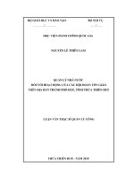 QUẢN lý NHÀ nước đối với HOẠT ĐỘNG của các hội đoàn tôn GIÁO TRÊN địa bàn THÀNH PHỐ HUẾ, TỈNH THỪA THIÊN huế 