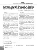 Sự hài lòng của người bệnh và một số yếu tố liên quan đến sử dụng dịch vụ khám chữa bệnh tại các trạm y tế huyện Bàu Bàng, Bình Dương năm 2019