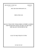 QLNN về hoạt động cấp phép lao động cho người nước ngoài làm việc tại việt nam trên địa bàn thành phố hà nội 