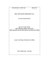 QUẢN lý NHÀ nước đối với HOẠT ĐỘNG tôn GIÁO TRÊN địa bàn HUYỆN bố TRẠCH, TỈNH QUẢNG BÌNH 