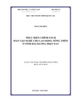 Thực hiện chính sách đào tạo nghề cho lao động nông thôn ở tỉnh hải dương hiện nay 