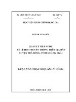 QUẢN lý NHÀ nước về lễ hội TRUYỀN THỐNG TRÊN địa bàn HUYỆN TRÀ BỒNG, TỈNH QUẢNG NGÃI 