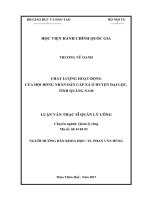 CHẤT LƯỢNG HOẠT ĐỘNG CỦA hội ĐỒNG NHÂN dân cấp XÃ ở HUYỆN đại lộc, TỈNH QUẢNG NAM 