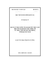 QUẢN lý NHÀ nước về GIẢI QUYẾT VIỆC làm đối với NGƯỜI dân tộc THIỂU số   từ THỰC TIỄN HUYỆN TRÀ BỒNG, TỈNH QUẢNG NGÃI 