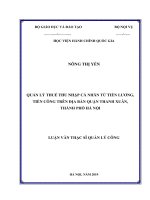 Quản lý thuế thu nhập cá nhân từ tiền lương, tiền công trên địa bàn quận thanh xuân, thành phố hà nội 