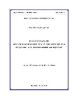 Quản lý nhà nước đối với doanh nghiệp vừa và nhỏ trên địa bàn huyện sóc sơn, thành phố hà nội hiện nay 