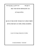 Quản lý nhà nước về bảo vệ và phát triển rừng ở huyện cát tiên, tỉnh lm đồng 