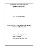 Phát triển tư duy học sinh thông qua bài toán tỉ lệ thể tích lớp 12