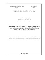 Phổ biến, giáo dục pháp luật cho thanh niên của đoàn thanh niên cộng sản hồ chí minh khối các cơ quan trung ương 