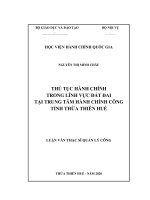 THỦ tục HÀNH CHÍNH TRONG LĨNH vực đất ĐAI tại TRUNG tâm HÀNH CHÍNH CÔNG TỈNH THỪA THIÊN huế 