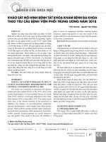 Khảo sát mô hình bệnh tật khoa Khám bệnh đa khoa theo yêu cầu Bệnh viện Phổi Trung ương năm 2018