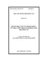 QUYỀN học tập của PHẠM NHÂN   từ THỰC TIỄN TRẠI GIAM ĐỒNG sơn, bộ CÔNG AN 