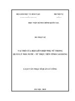 Vai trò của hội liên hiệp phụ nữ trong quản lý nhà nước   từ thực tiễn tỉnh cao bằng 
