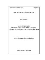 QUẢN lý NHÀ nước về CHẤT LƯỢNG CÔNG TRÌNH xây DỰNG TRÊN địa bàn HUYỆN lệ THỦY, TỈNH QUẢNG BÌNH 