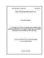 Vai trò của tòa án nhân dân trong thi hành án hình sự   từ thực tiễn tòa án nhân dân hai cấp ở tỉnh tuyên quang 