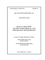 QUẢN lý NHÀ nước về CHẤT LƯỢNG DỊCH vụ y tế TRÊN địa bàn THÀNH PHỐ HUẾ 