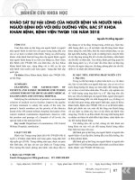 Khảo sát sự hài lòng của người bệnh và người nhà người bệnh đối với điều dưỡng viên, bác sỹ khoa khám bệnh, Bệnh viện TWQĐ 108