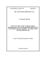 Quản lý nhà nước về hoạt động kinh doanh vận tải hành khách bằng xe ô tô theo tuyến cố định   từ thực tiễn thành phố hà nội 