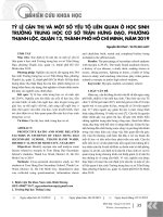 Tỷ lệ cận thị và một số yếu tố liên quan ở học sinh trường trung học cơ sở Trần Hưng Đạo, phường Thạnh Lộc, quận 12, thành phố Hồ Chí Minh, năm 2019