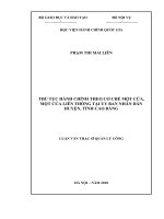 Thủ tục hành chính theo cơ chế một cửa, một cửa liên thông tại ủy ban nhân dân cấp huyện, tỉnh cao bằng 