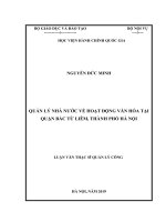 Quản lý nhà nước về hoạt động văn hóa tại quận bắc từ liêm, thành phố hà nội 