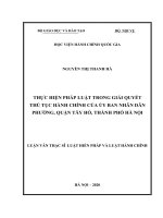 Thực hiện pháp luật trong giải quyết thủ tục hành chính của ủy ban nhân dân phường, quận tây hồ, thành phố hà nội 
