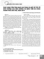 Thực hành tiêm tĩnh mạch an toàn và một số yếu tố ảnh hưởng của điều dưỡng tại Bệnh viện Đa khoa thành phố Cần Thơ, năm 2019