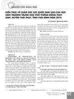 Kiến thức về chăm sóc sức khỏe sinh sản của học sinh trường trung học phổ thông Đông Thụy Anh, huyện Thái Thụy, tỉnh Thái Bình năm 2018