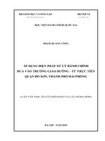 Áp dụng biện pháp xử lý hành chính đưa vào trường giáo dưỡng từ thực tiễn quận đồ sơn, thành phố hải phòng 