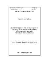 PHÁT TRIỂN DỊCH vụ THẺ tín DỤNG QUỐC tế tại NGÂN HÀNG THƯƠNG mại cổ PHẦN CÔNG THƯƠNG VIỆT NAM   CHI NHÁNH THỪA THIÊN HUẾ 