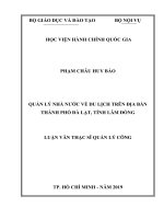 Quản lý nhà nước về du lịch trên địa bàn thành phố đà lạt, tỉnh lâm đồng 