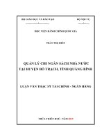 QUẢN lý CHI NGÂN SÁCH NHÀ nước tại HUYỆN bố TRẠCH, TỈNH QUẢNG BÌNH 