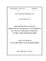 BẢO đảm QUYỀN bị cáo TRONG xét xử sơ THẨM các vụ án HÌNH sự của tòa án NHÂN dân cấp HUYỆN   từ THỰC TIỄN TỈNH QUẢNG BÌNH 